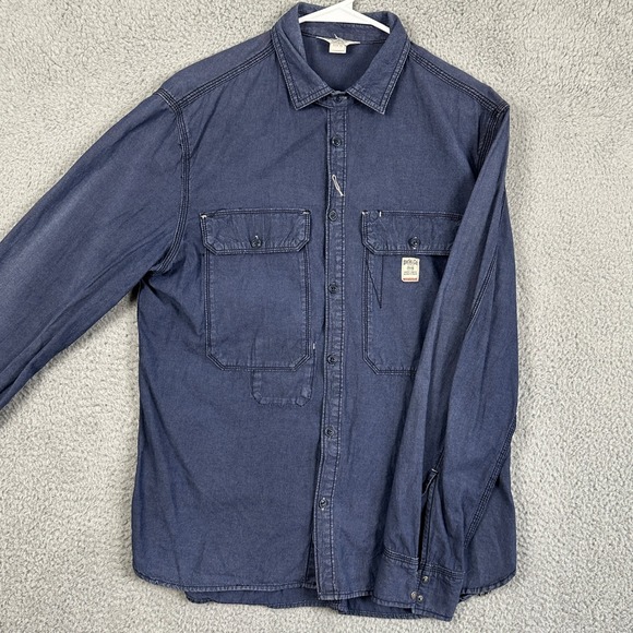 Diesel Industry Shirt Denim Button Up Mens XL Blue Pocket Long Sleeve Workwear